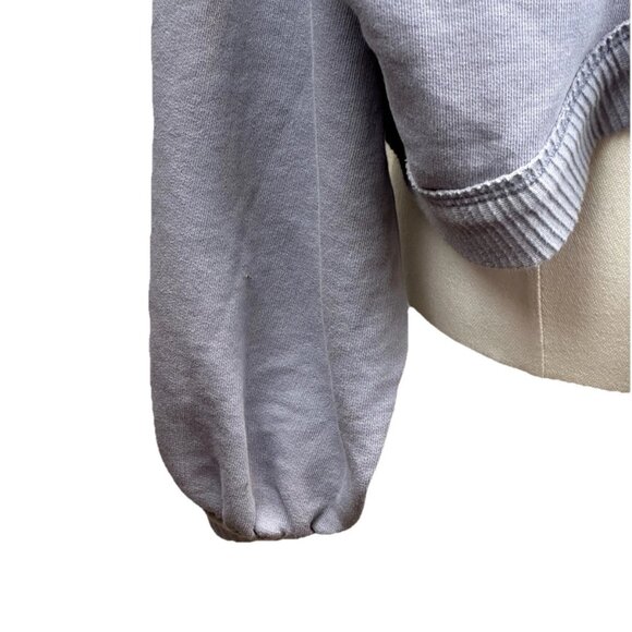 PILCRO Anthropologie Open Tie Back Cotton Sweatshirt Lavender Gray XL Distressed - Picture 9 of 15